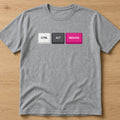 Sport grey t-shirt, flat lay, printed with Ctrl Alt Seduce keycaps