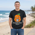 The Squeezed Orange Tee – Black worn by a model