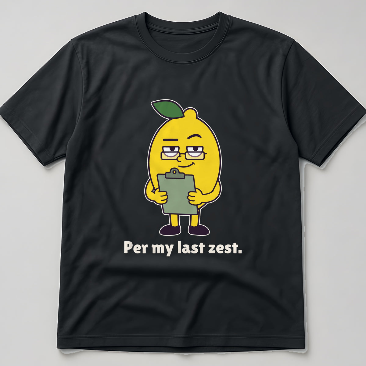 The Passive-Aggressive Lemon Tee in black, flat lay