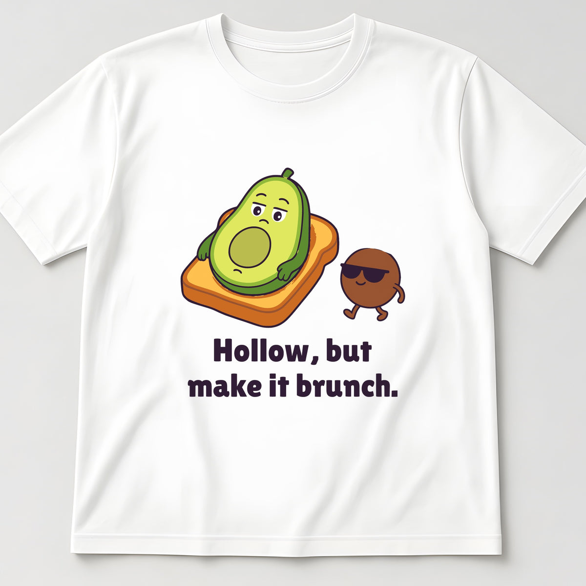The Existential Avocado Tee in white, flat lay
