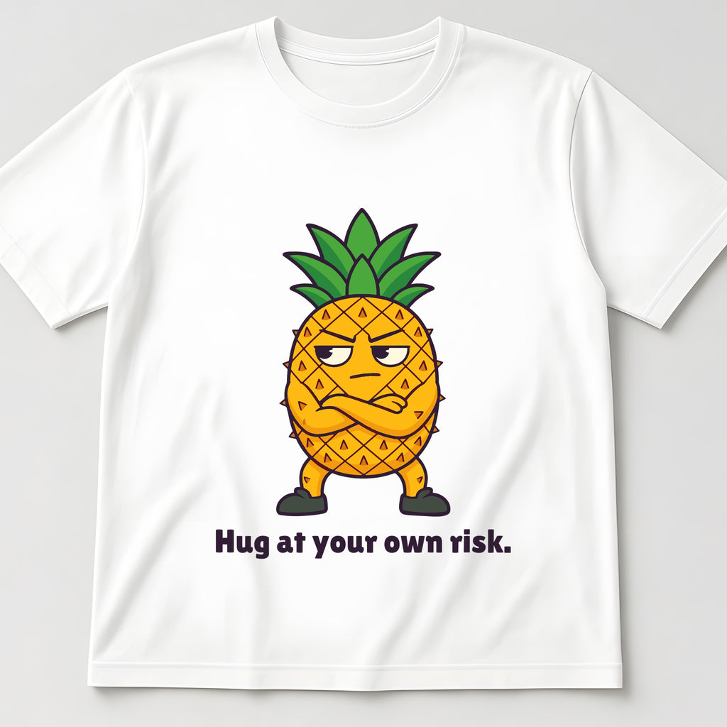 The Pineapple With Boundaries Tee in white, flat lay
