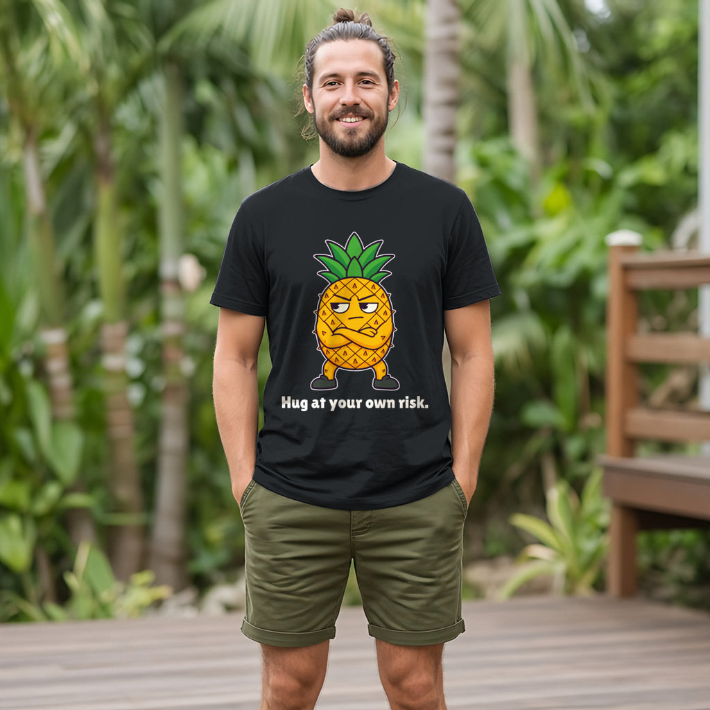 The Pineapple With Boundaries Tee – Black worn by a model