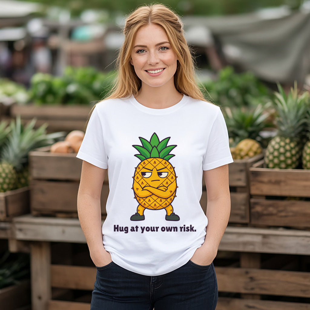 The Pineapple With Boundaries Tee – White worn by a model
