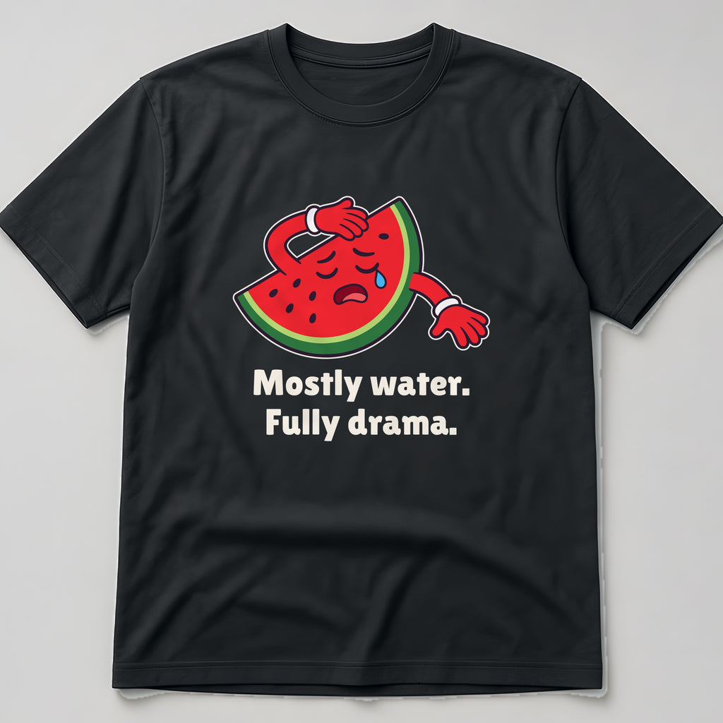 The Dramatic Watermelon Tee in black, flat lay