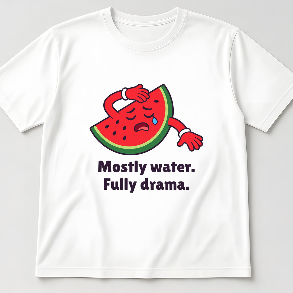 The Dramatic Watermelon Tee in white, flat lay