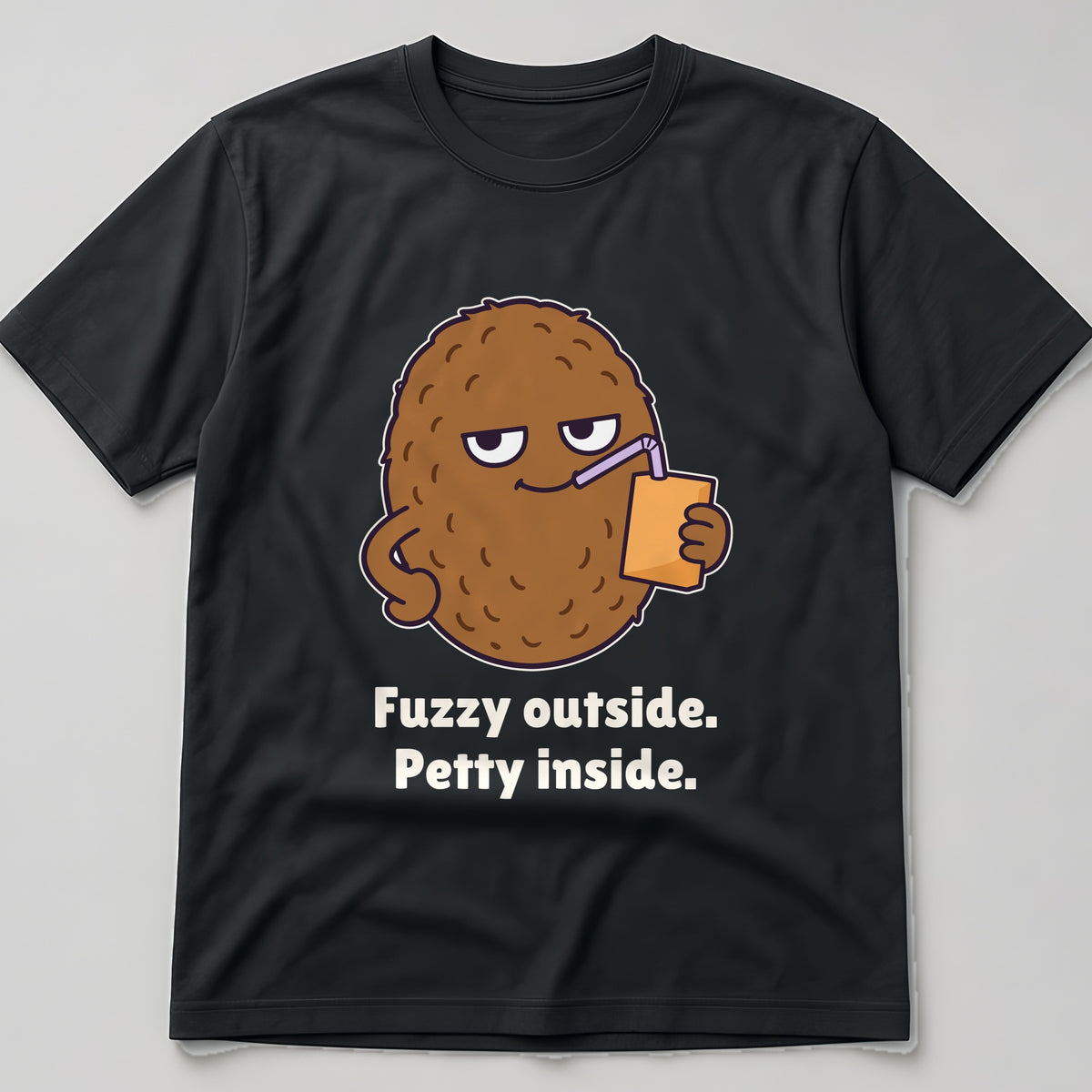 The Petty Kiwi Tee in black, flat lay