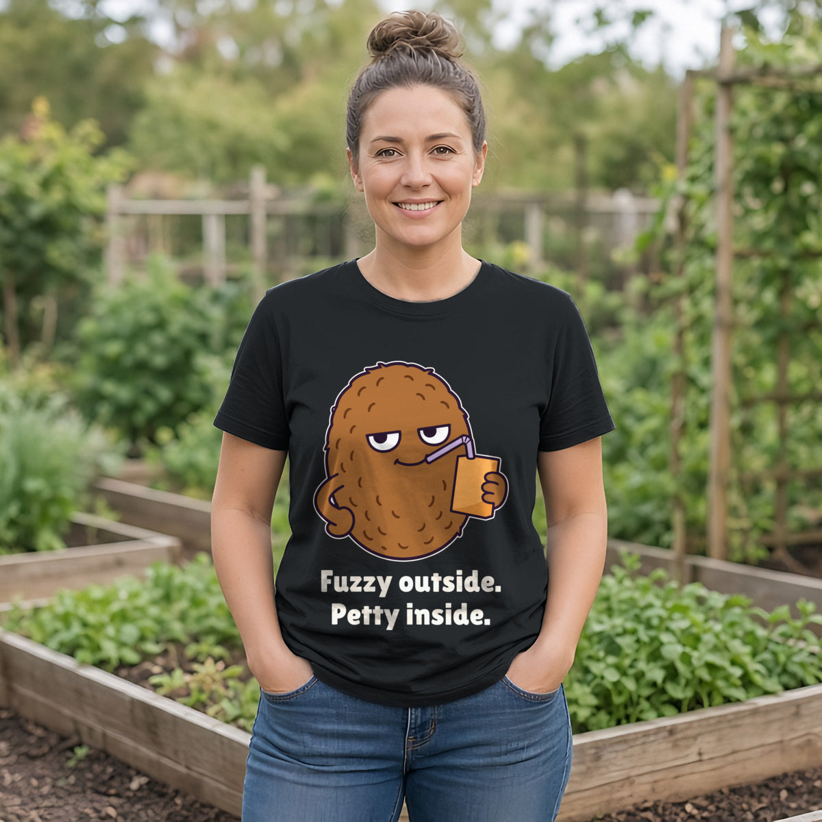 The Petty Kiwi Tee – Black worn by a model