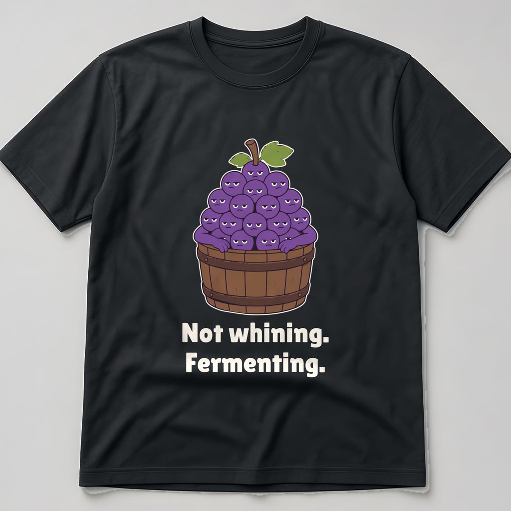 The Grumpy Grapes Tee in black, flat lay