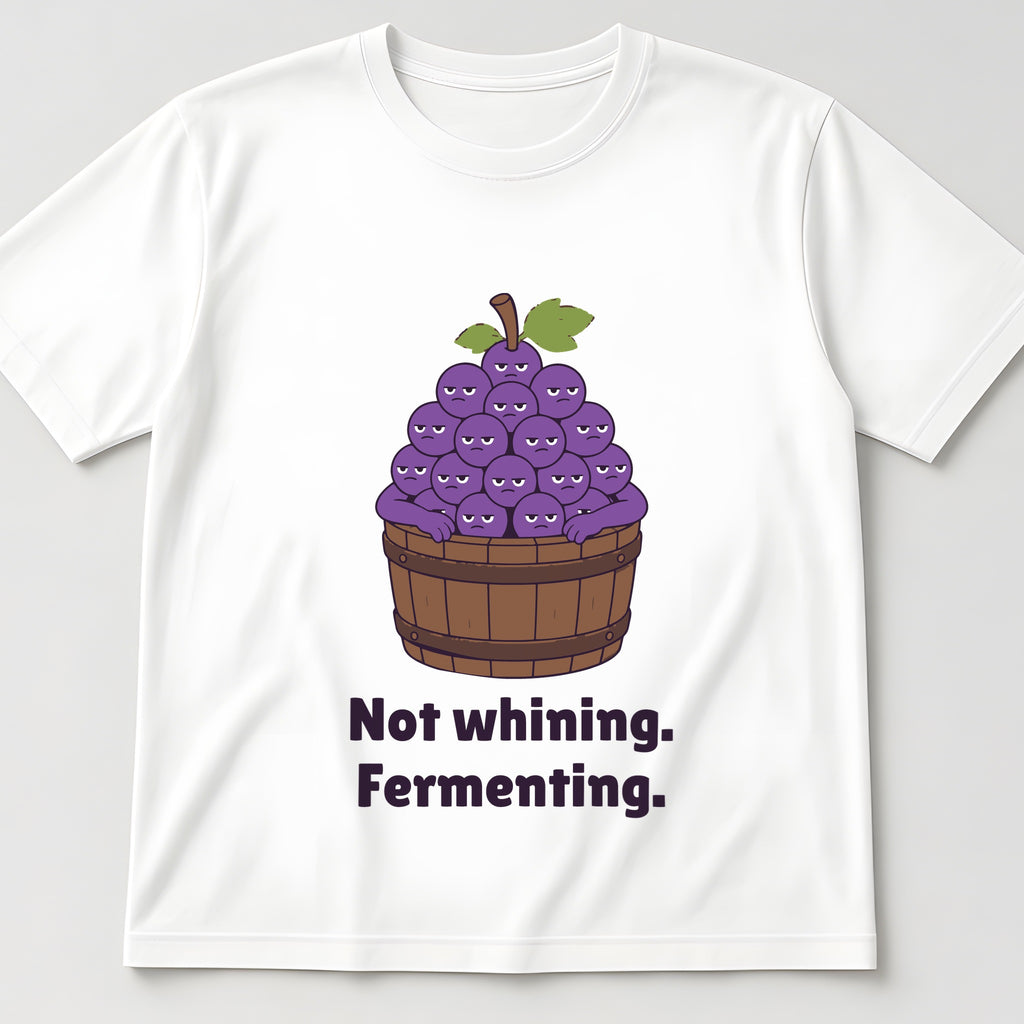 The Grumpy Grapes Tee in white, flat lay