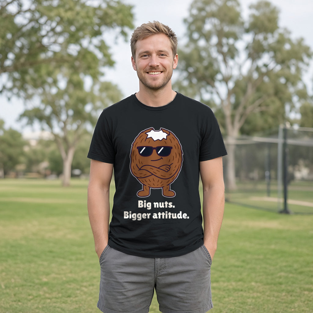 The Hard-Shell Coconut Tee – Black worn by a model
