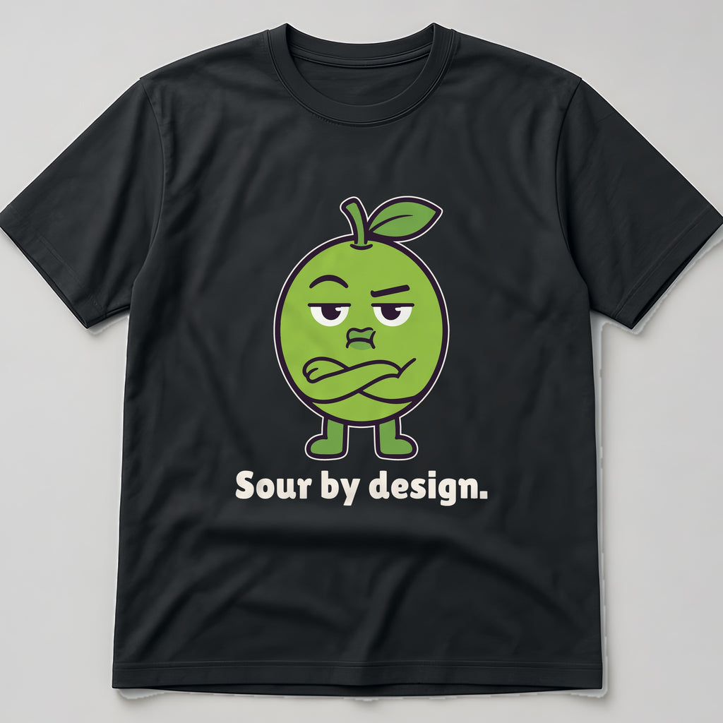 The Sour Lime Tee in black, flat lay