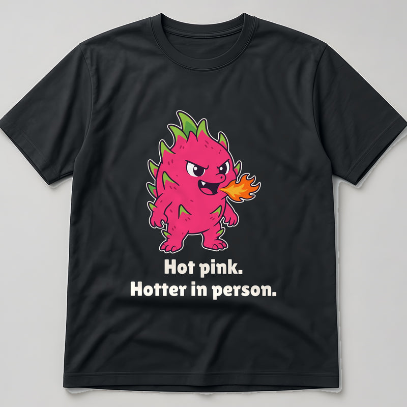 The Fire-Breathing Dragonfruit Tee in black, flat lay
