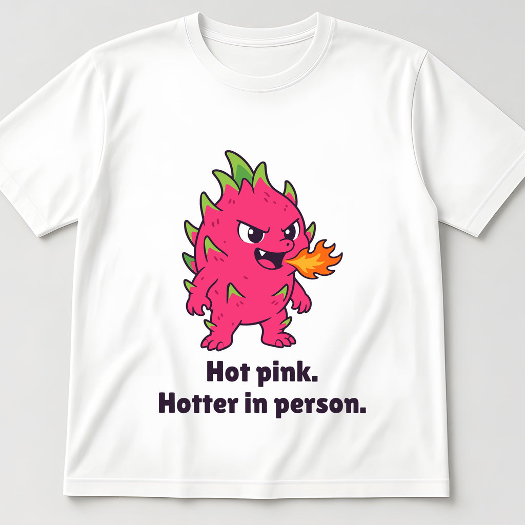 The Fire-Breathing Dragonfruit Tee in white, flat lay