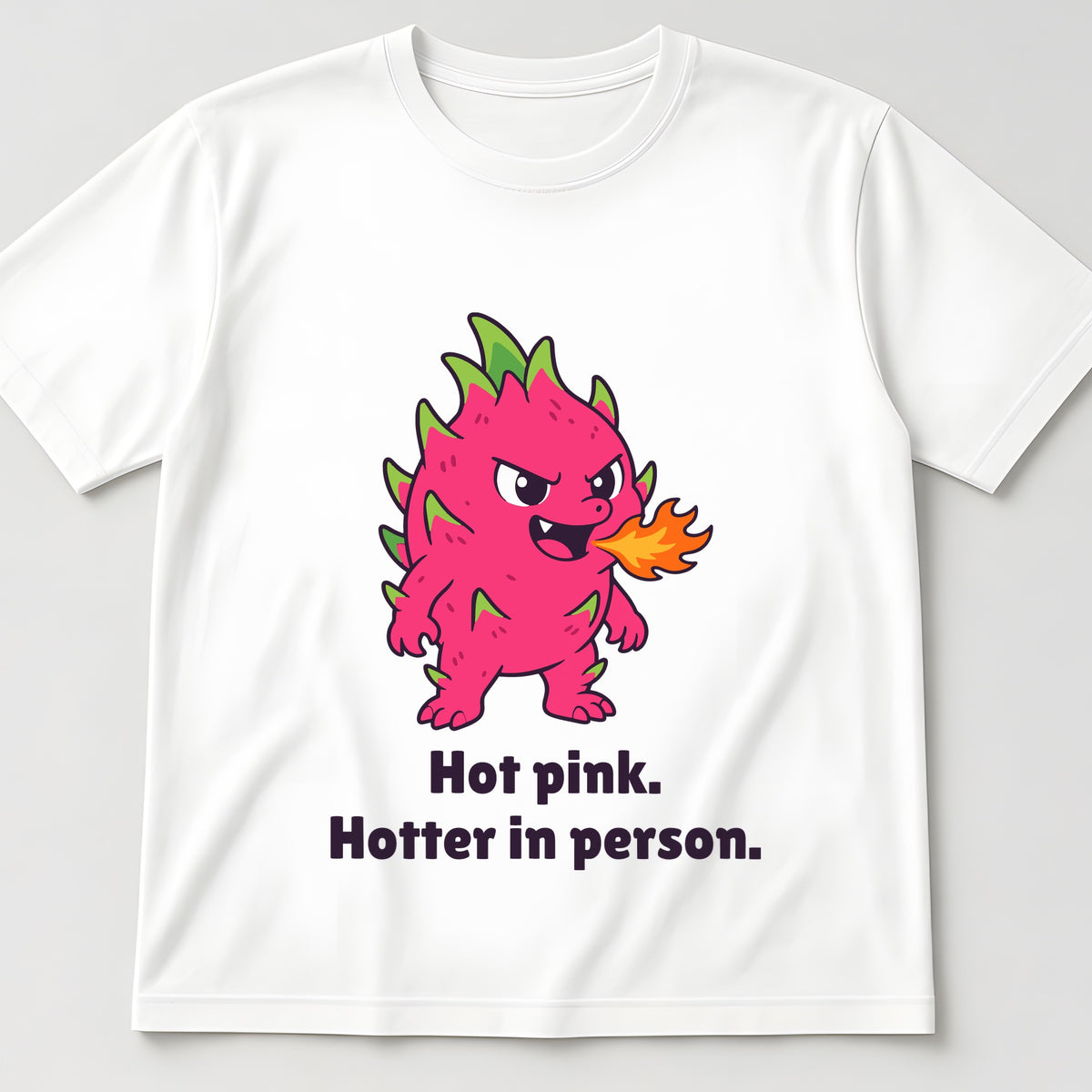 The Fire-Breathing Dragonfruit Tee in white, flat lay