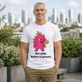 The Fire-Breathing Dragonfruit Tee – White worn by a model