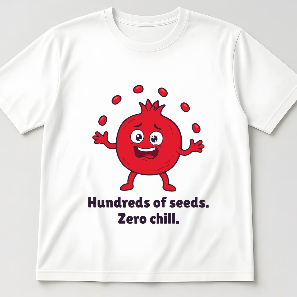 The Overcommitted Pomegranate Tee in white, flat lay
