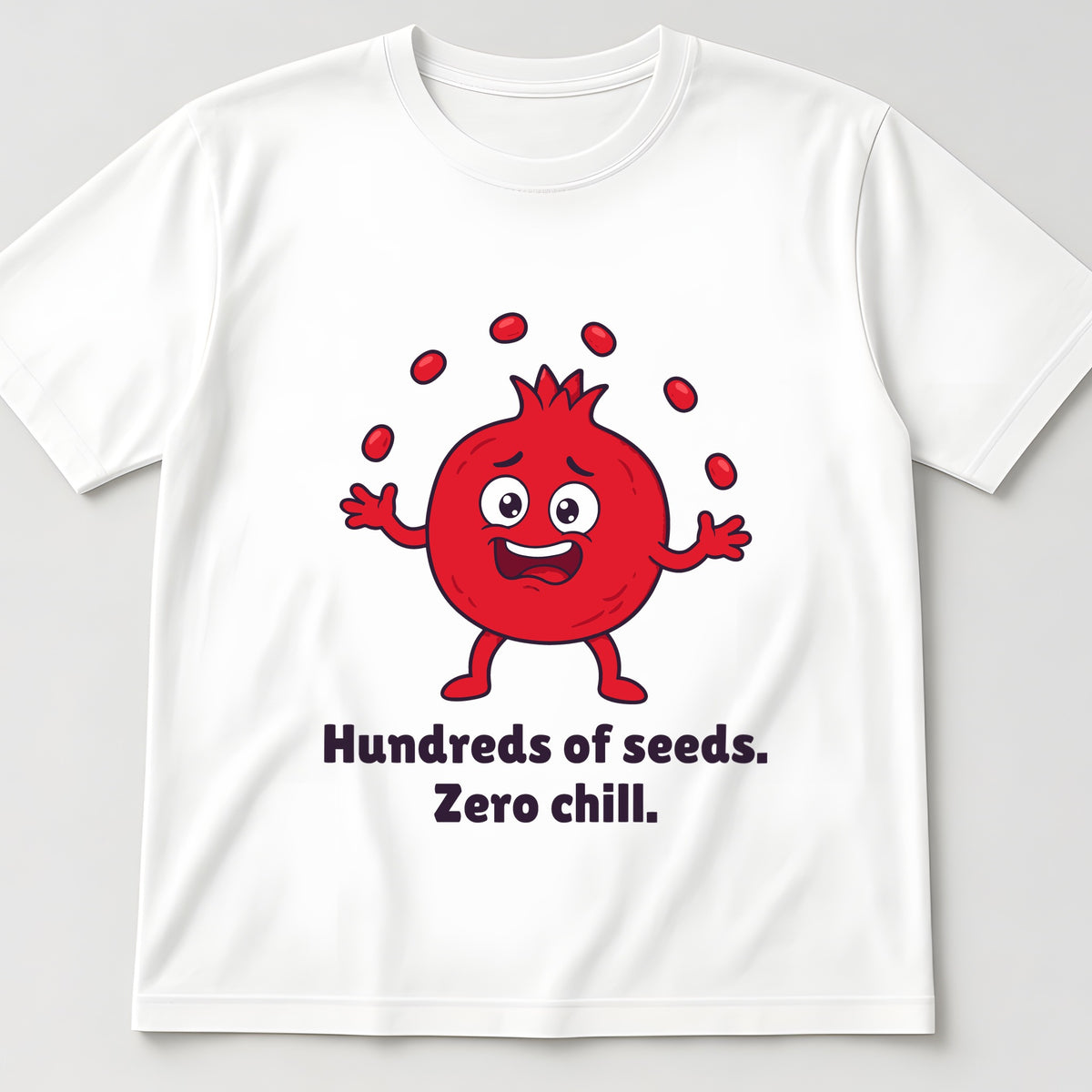 The Overcommitted Pomegranate Tee in white, flat lay