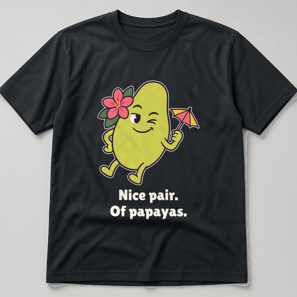 The Tropical Papaya Tee in black, flat lay