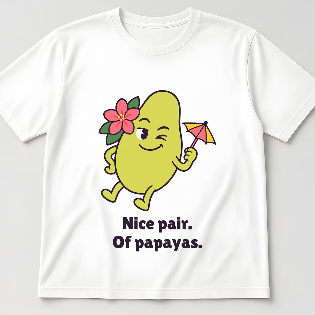 The Tropical Papaya Tee in white, flat lay