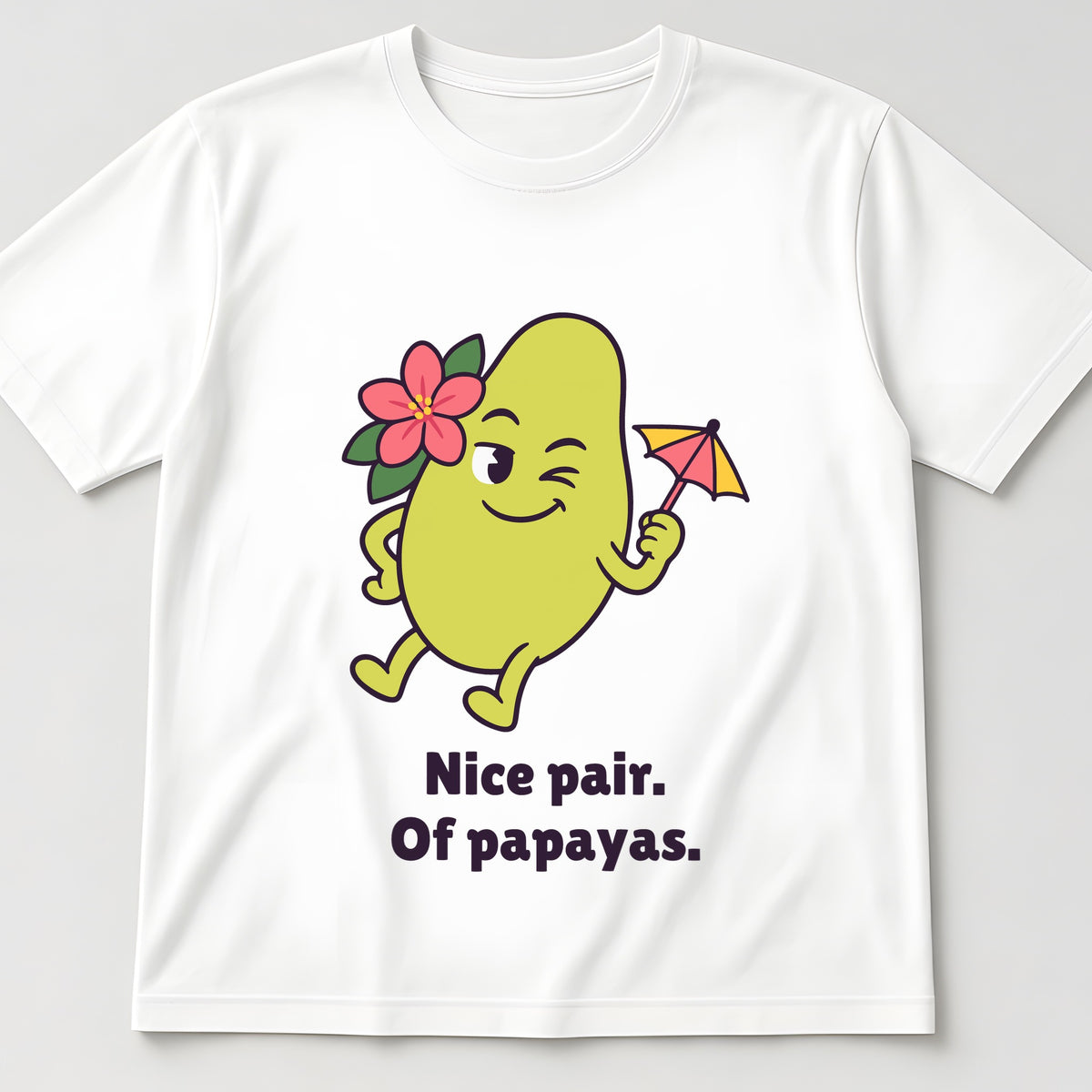 The Tropical Papaya Tee in white, flat lay