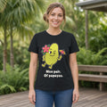 The Tropical Papaya Tee – Black worn by a model