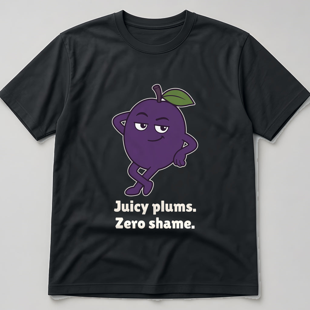 The Shameless Plum Tee in black, flat lay