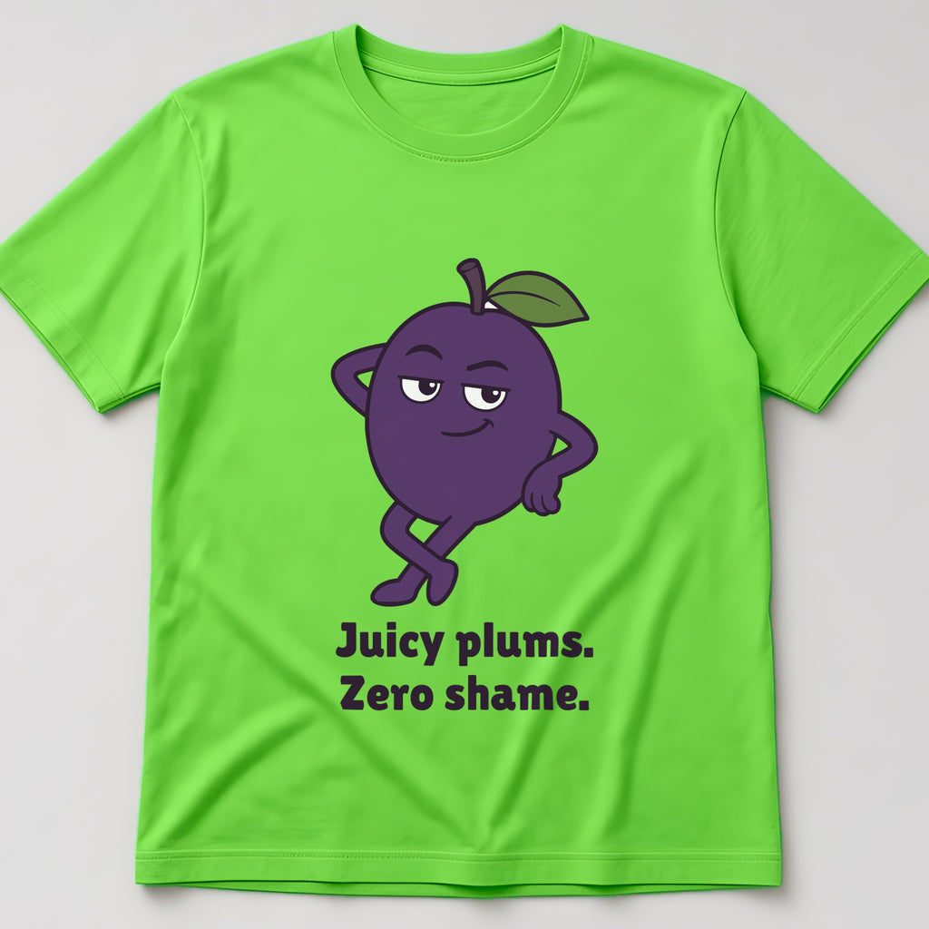 The Shameless Plum Tee in lime, flat lay
