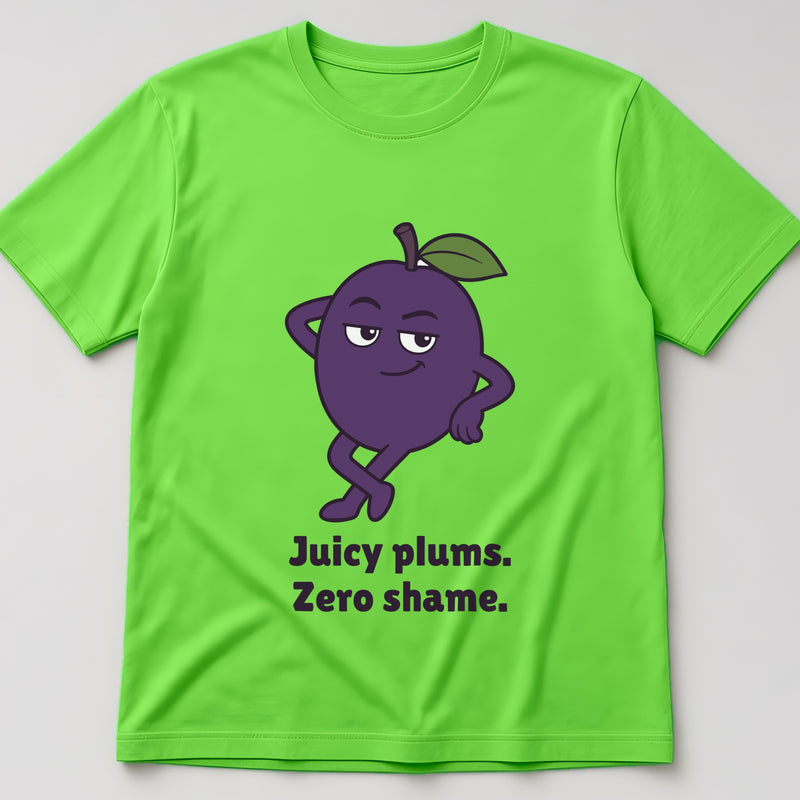 The Shameless Plum Tee in lime, flat lay