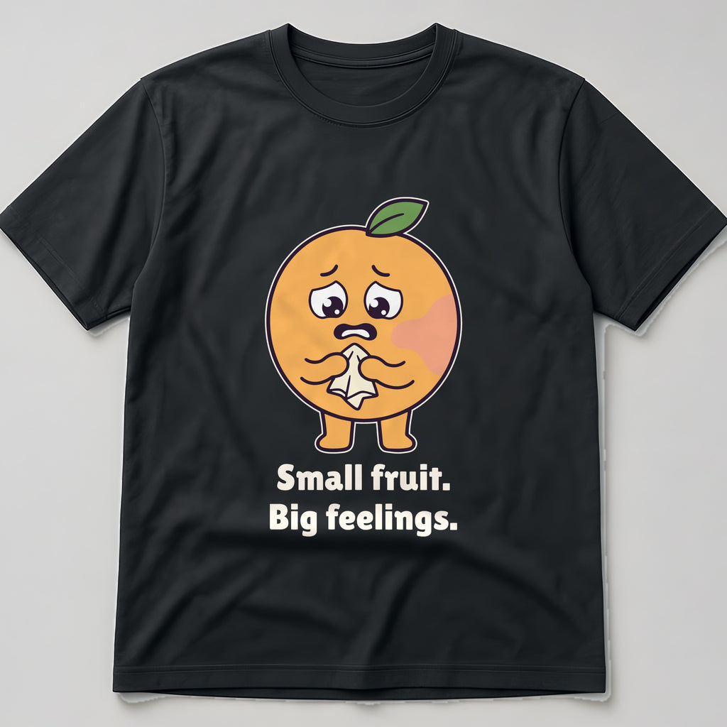 The Anxious Apricot Tee in black, flat lay