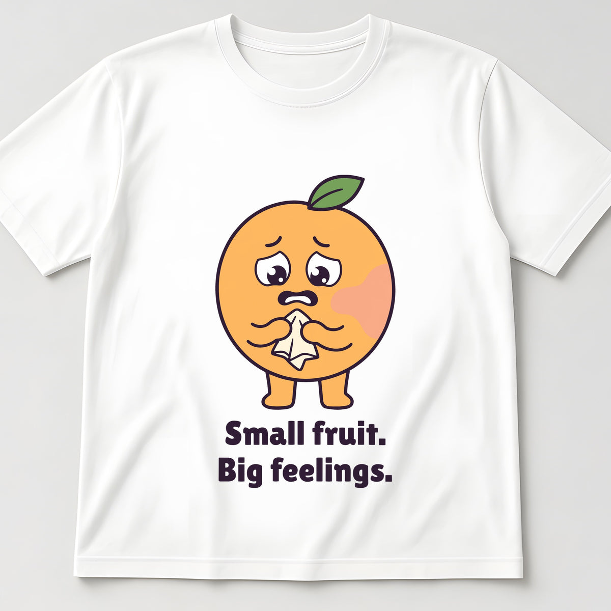 The Anxious Apricot Tee in white, flat lay