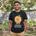 The Anxious Apricot Tee – Black worn by a model