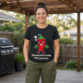 The Hot-Headed Chilli Tee in black, worn by a model