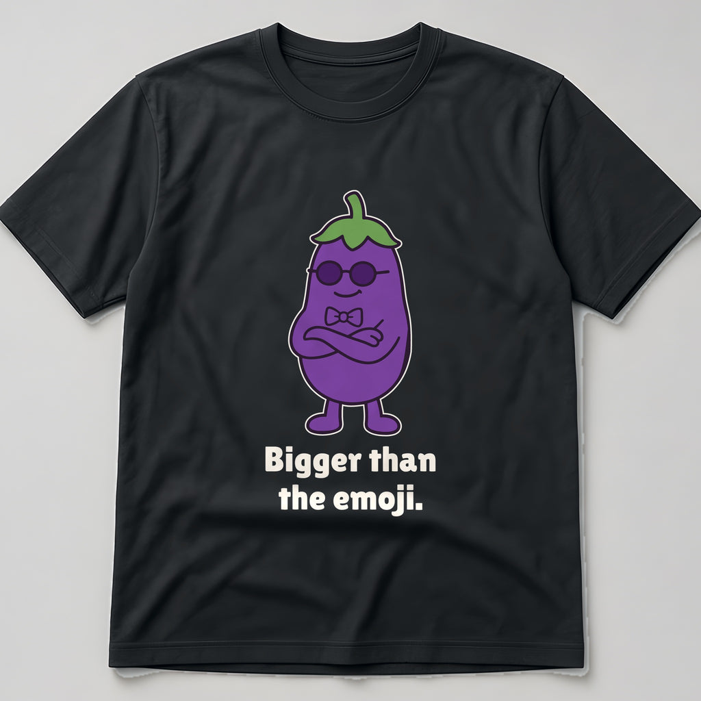 The Smug Eggplant Tee in black, flat lay