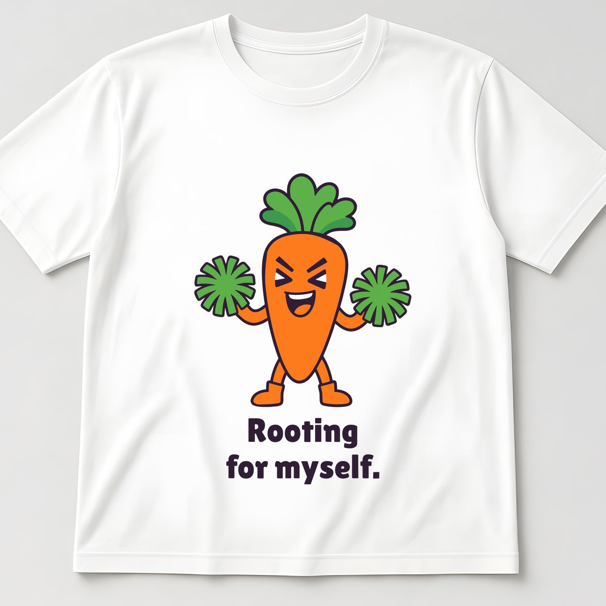 The Self-Motivated Carrot Tee in white, flat lay