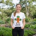 The Self-Motivated Carrot Tee in white, worn by a model