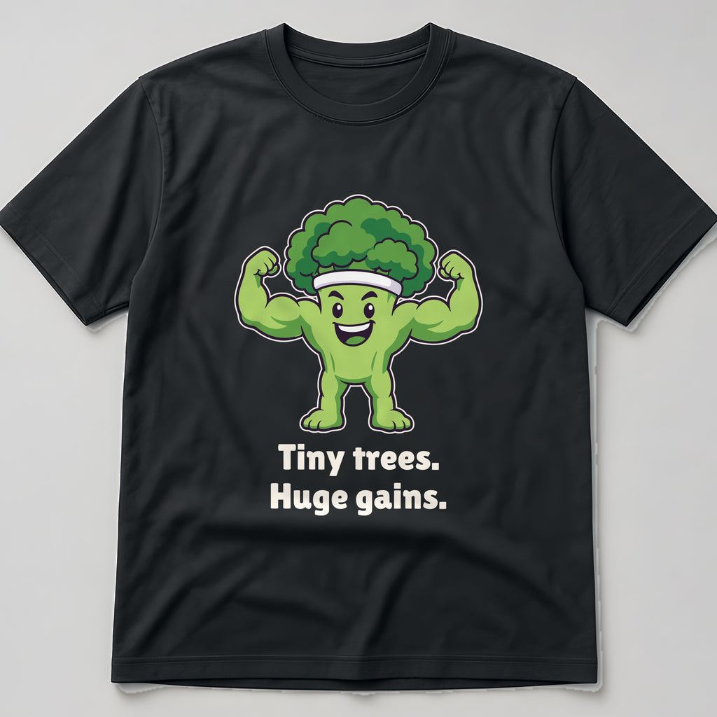 The Gym Broccoli Tee in black, flat lay