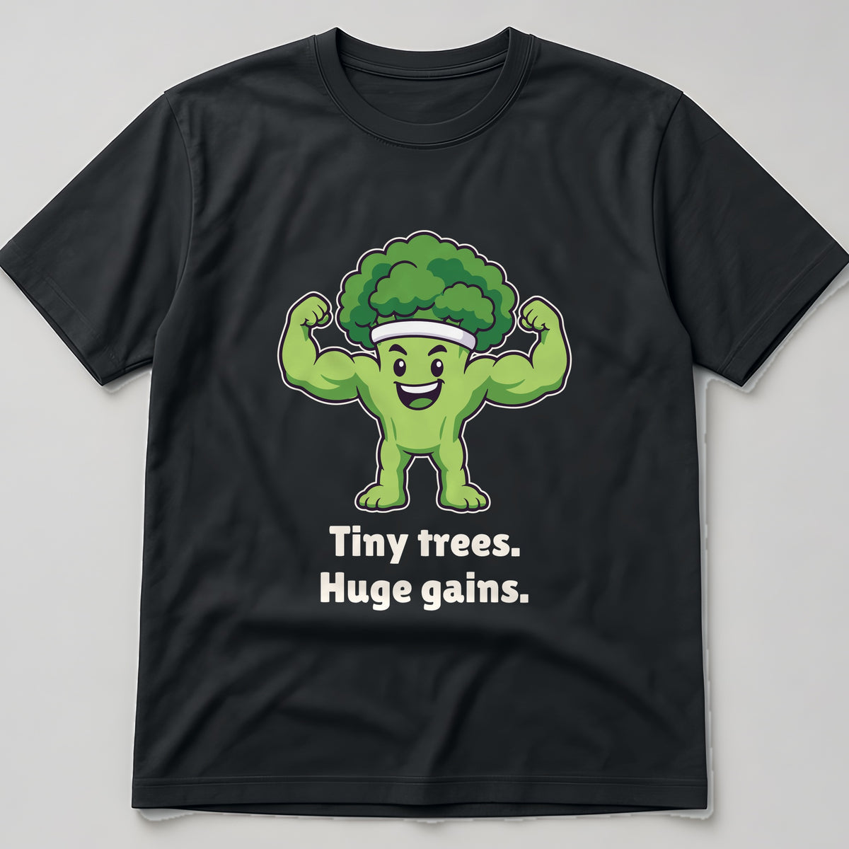 The Gym Broccoli Tee in black, flat lay