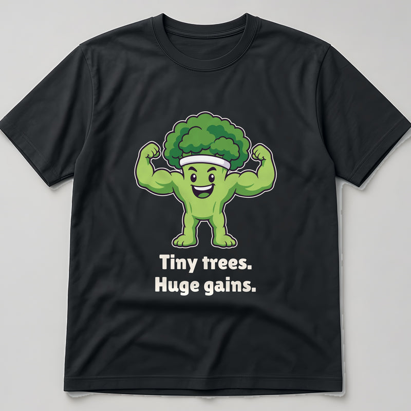 The Gym Broccoli Tee in black, flat lay