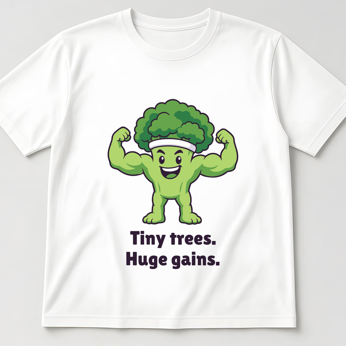 The Gym Broccoli Tee in white, flat lay