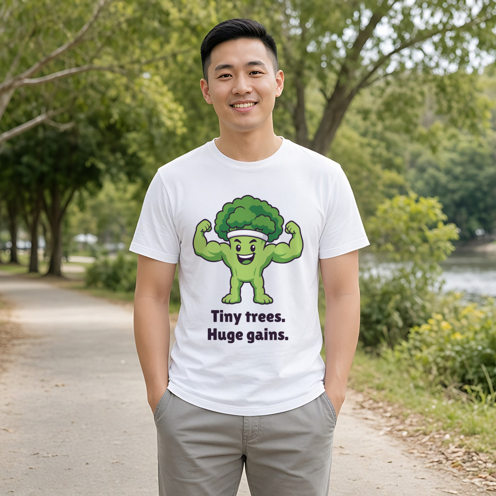The Gym Broccoli Tee – White worn by a model