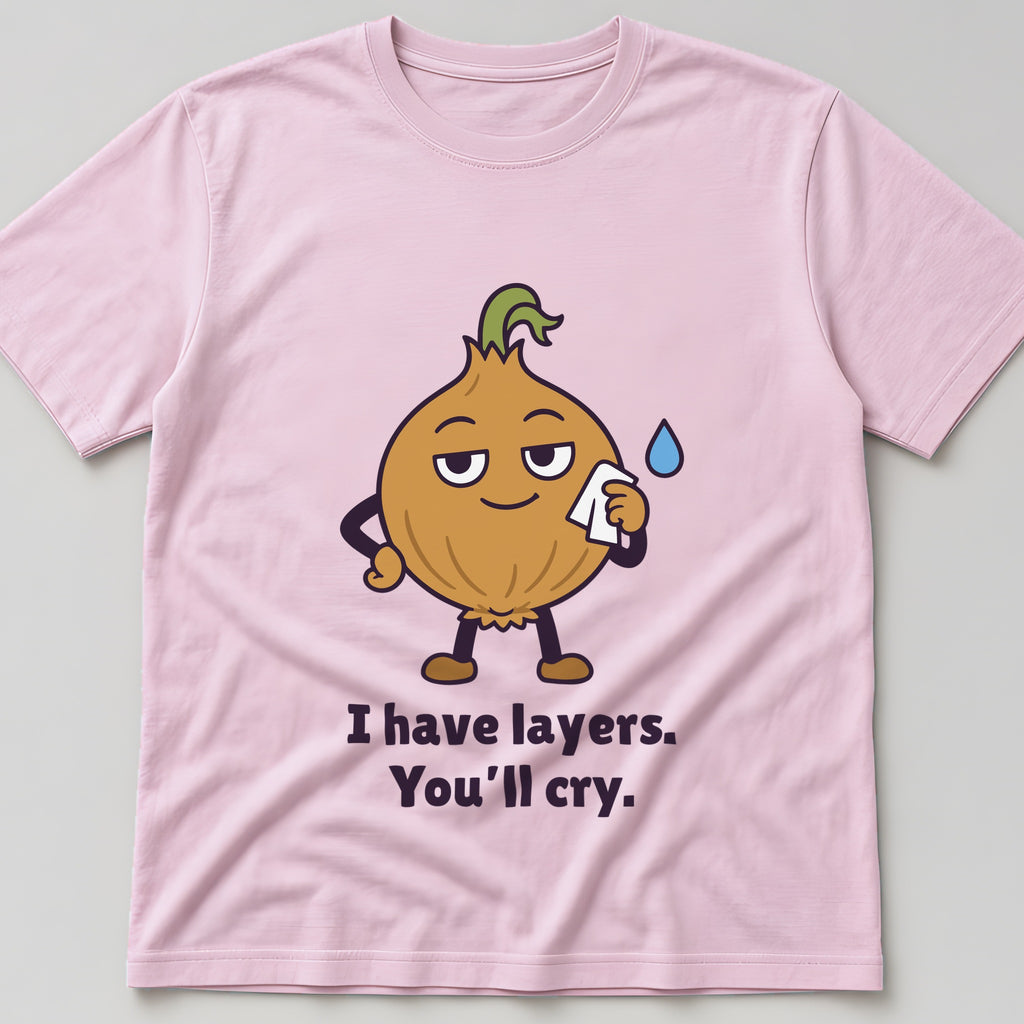 The Emotional Onion Tee in light pink, flat lay