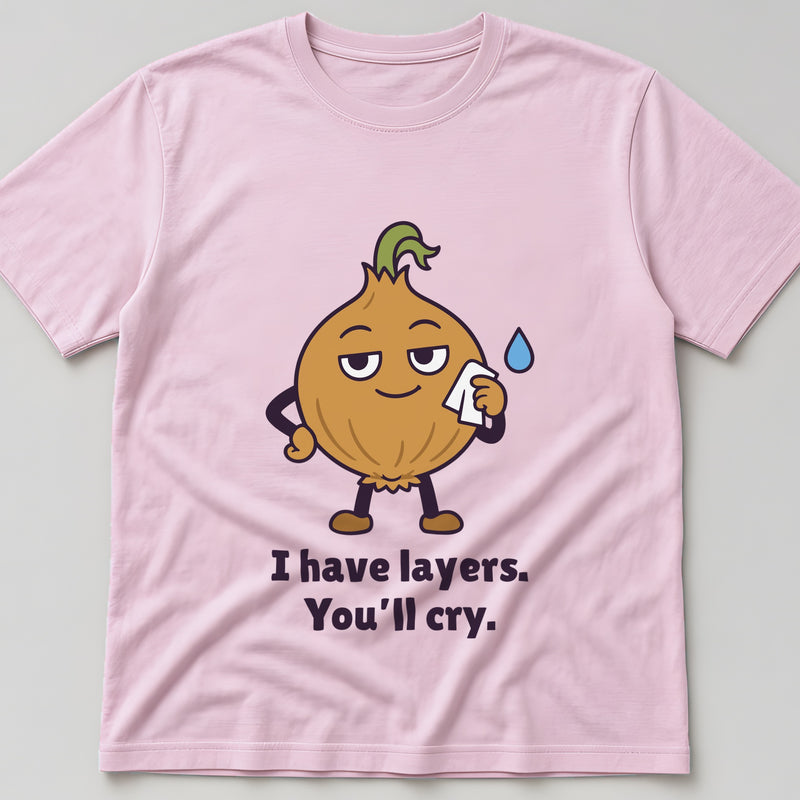 The Emotional Onion Tee in light pink, flat lay