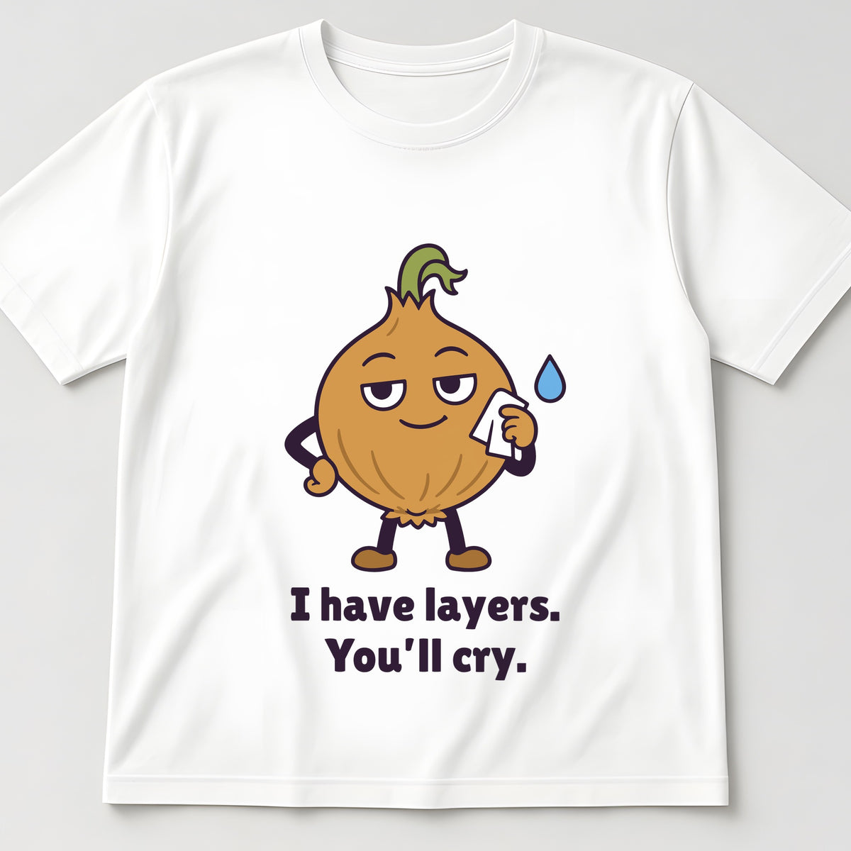 The Emotional Onion Tee in white, flat lay