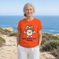 The Late-Bloomer Mushroom Tee in orange, worn by a model