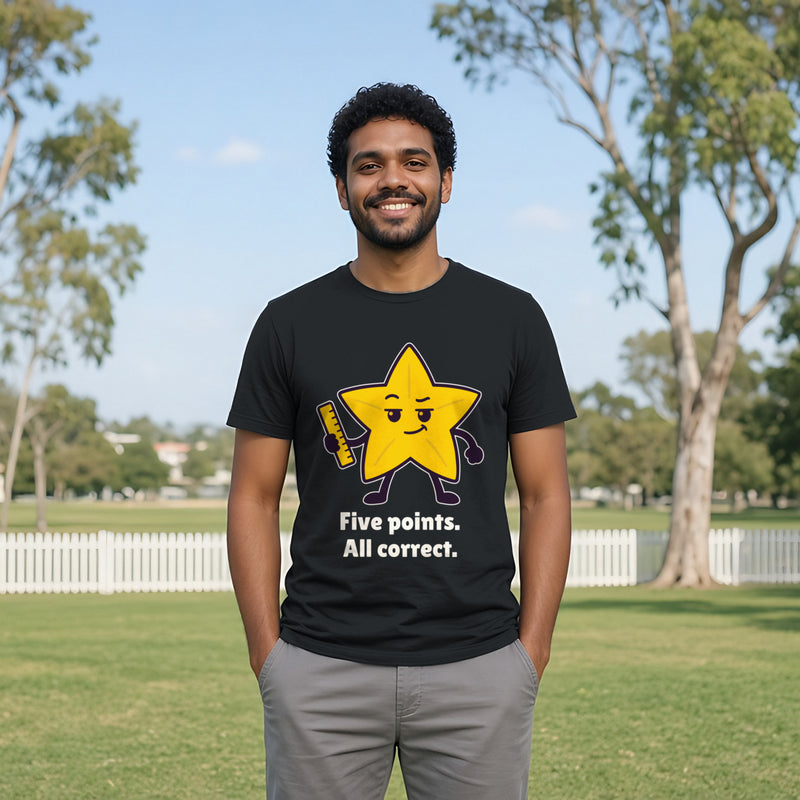 The Precise Starfruit Tee in black, worn by a model