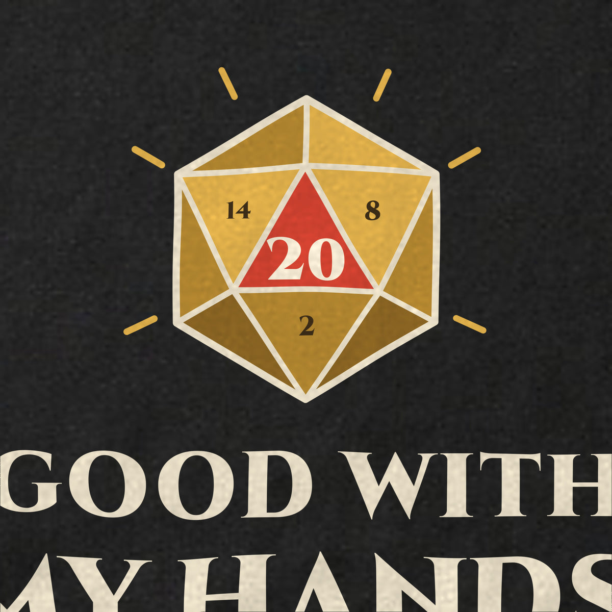 Print detail of the d20 stat block design: 'Good with my hands. Sleight of Hand +7'