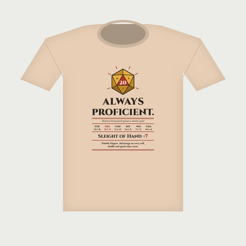 Always Proficient Sleight of Hand +7 Tee in Natural, flat lay