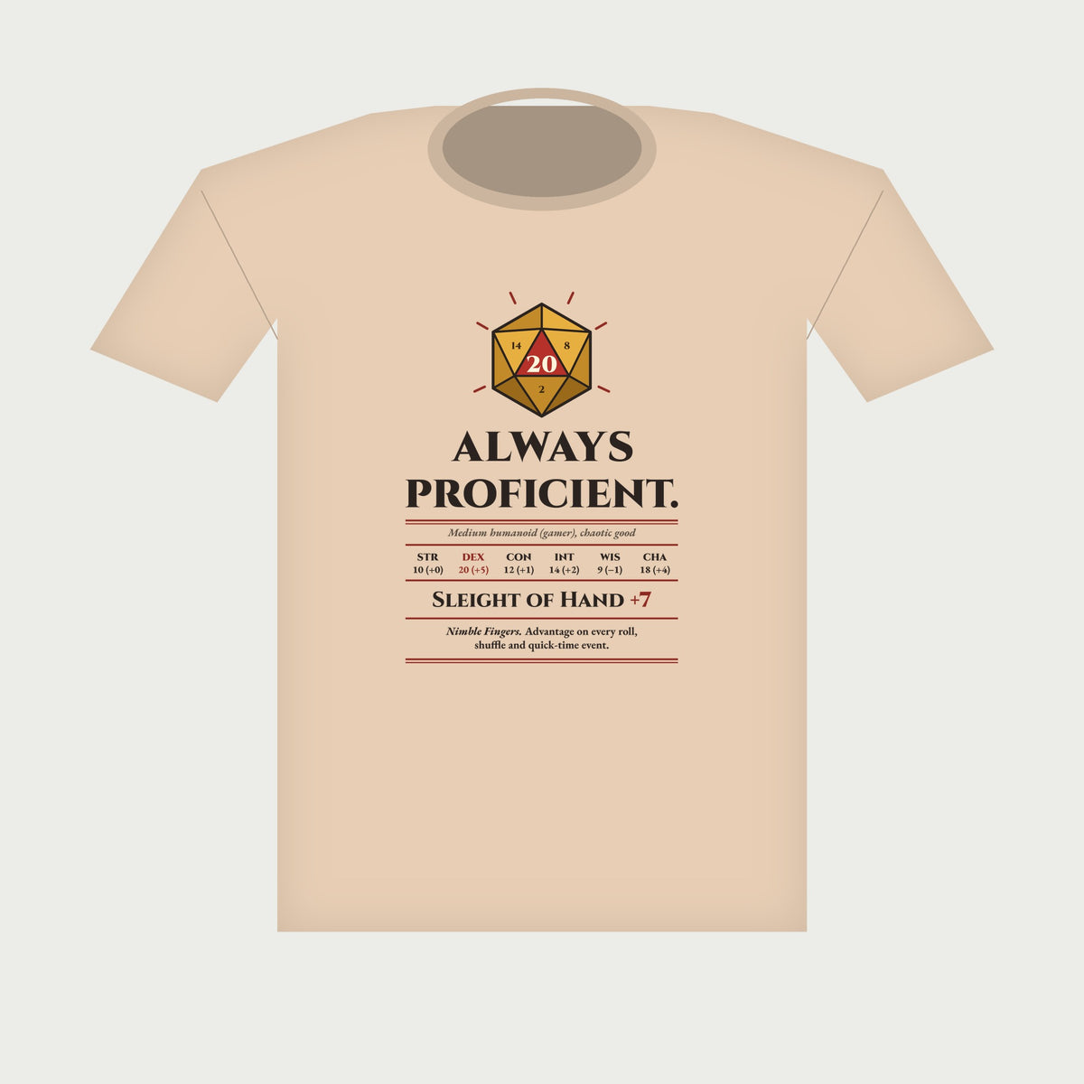 Always Proficient Sleight of Hand +7 Tee in Natural, flat lay