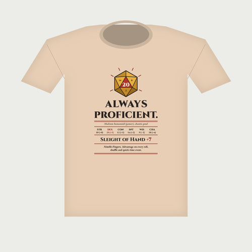 Always Proficient Sleight of Hand +7 Tee in Natural, flat lay