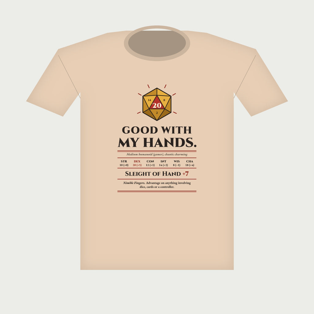 Good With My Hands Sleight of Hand +7 Tee in Natural, flat lay